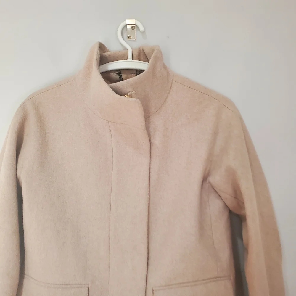 J. Crew Wool Blend Tan City Coat Size 2 Academia Style - Picture 2 of 15